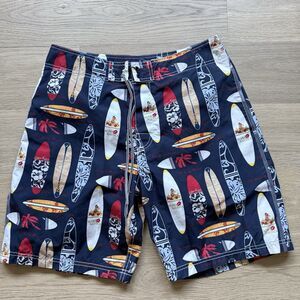 Nautica Board Shorts Men 32x9 Surf Board Print Hawaiian Swim